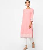 Pink embroidered rayon kurtas-and-kurtis