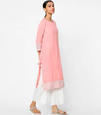 Pink embroidered rayon kurtas-and-kurtis 4