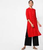 Red plain rayon kurtas-and-kurtis