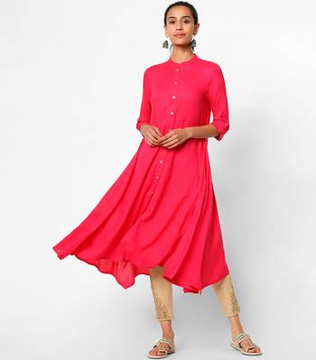 Pink plain rayon kurtas-and-kurtis 1