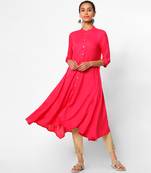 Pink plain rayon kurtas-and-kurtis