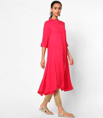 Pink plain rayon kurtas-and-kurtis 3