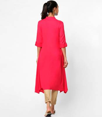 Pink plain rayon kurtas-and-kurtis 4