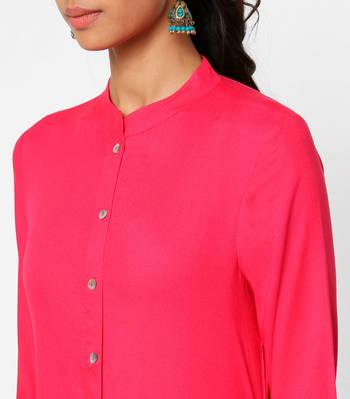 Pink plain rayon kurtas-and-kurtis 5