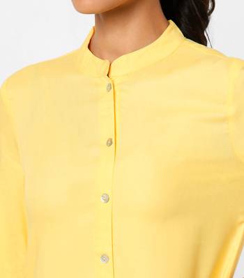 Yellow plain rayon kurtas-and-kurtis 2