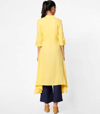 Yellow plain rayon kurtas-and-kurtis 5