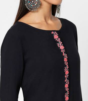 Black embroidered rayon kurtas-and-kurtis 2