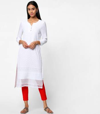 White embroidered rayon kurtas-and-kurtis 1