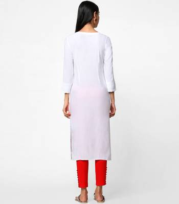 White embroidered rayon kurtas-and-kurtis 5