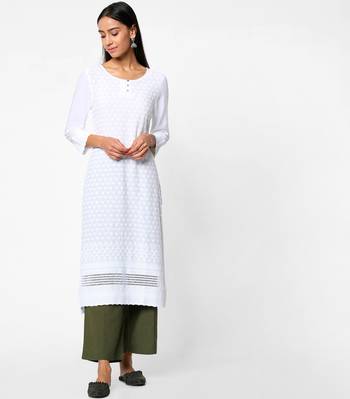 White embroidered rayon kurtas-and-kurtis 1