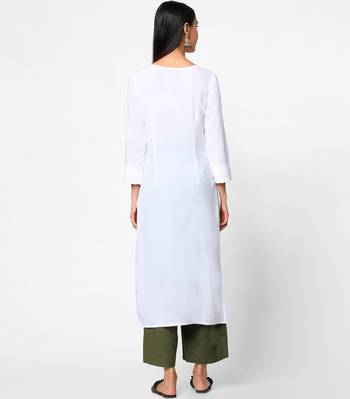 White embroidered rayon kurtas-and-kurtis 5