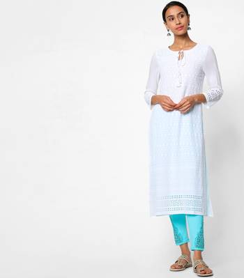 White embroidered rayon kurtas-and-kurtis 1
