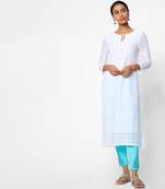 White embroidered rayon kurtas-and-kurtis