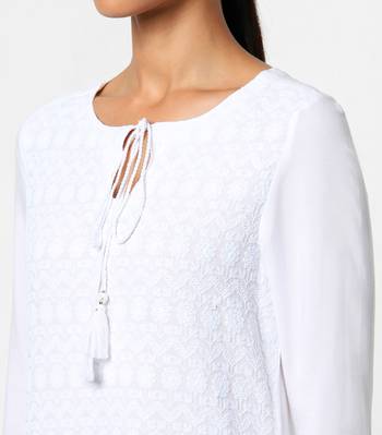 White embroidered rayon kurtas-and-kurtis 2
