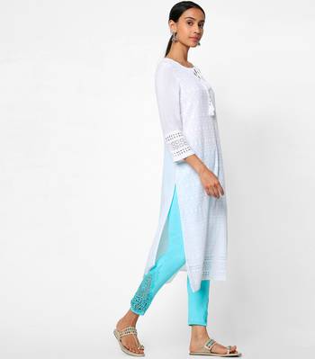 White embroidered rayon kurtas-and-kurtis 4