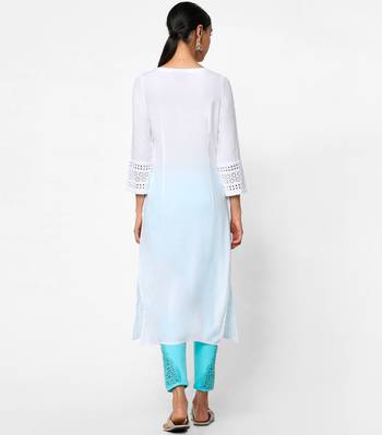 White embroidered rayon kurtas-and-kurtis 5