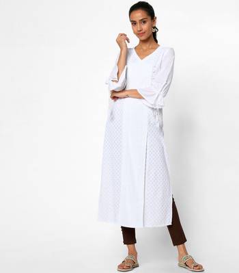 White embroidered rayon kurtas-and-kurtis 1