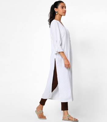 White embroidered rayon kurtas-and-kurtis 4