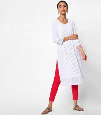 White embroidered rayon kurtas-and-kurtis 1