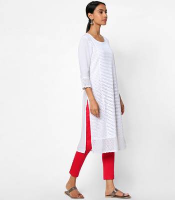 White embroidered rayon kurtas-and-kurtis 4