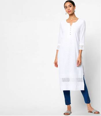 White embroidered rayon kurtas-and-kurtis 1