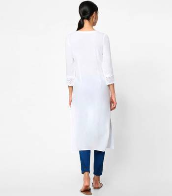 White embroidered rayon kurtas-and-kurtis 5
