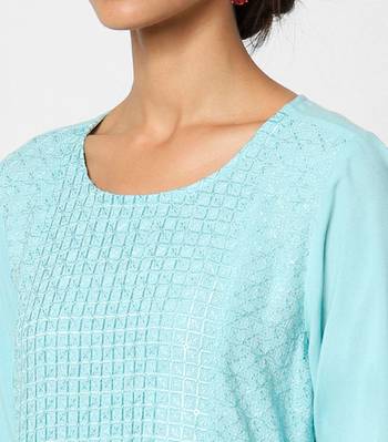 Blue embroidered rayon kurtas-and-kurtis 2