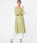 Green embroidered rayon kurtas-and-kurtis