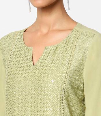 Green embroidered rayon kurtas-and-kurtis 2