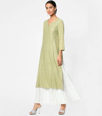 Green embroidered rayon kurtas-and-kurtis 3