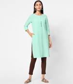Green plain rayon kurtas-and-kurtis
