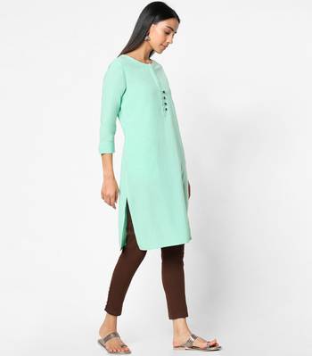 Green plain rayon kurtas-and-kurtis 4