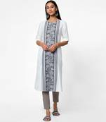 White printed rayon kurtas-and-kurtis