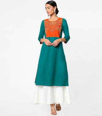 Green embroidered cotton kurtas-and-kurtis 1
