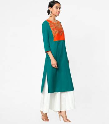 Green embroidered cotton kurtas-and-kurtis 4