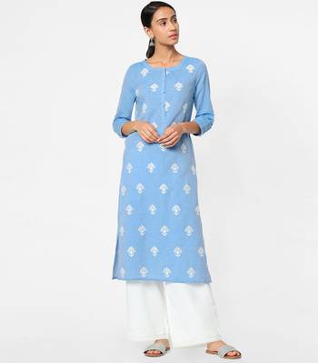 Blue embroidered rayon kurtas-and-kurtis 1