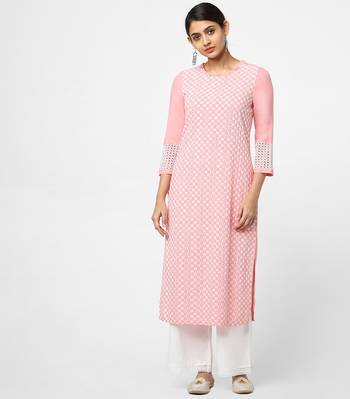 Pink embroidered rayon kurtas-and-kurtis 1