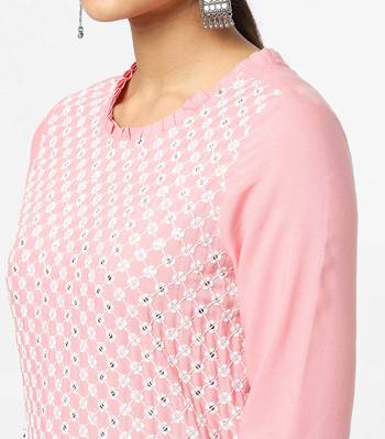 Pink embroidered rayon kurtas-and-kurtis 2
