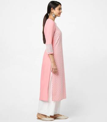 Pink embroidered rayon kurtas-and-kurtis 4