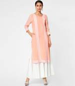 Pink embroidered rayon kurtas-and-kurtis