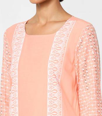 Pink embroidered rayon kurtas-and-kurtis 2