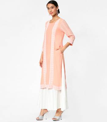 Pink embroidered rayon kurtas-and-kurtis 3