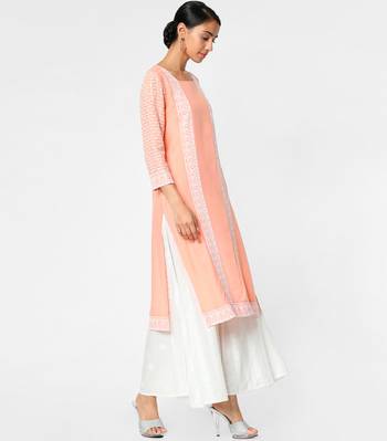 Pink embroidered rayon kurtas-and-kurtis 4