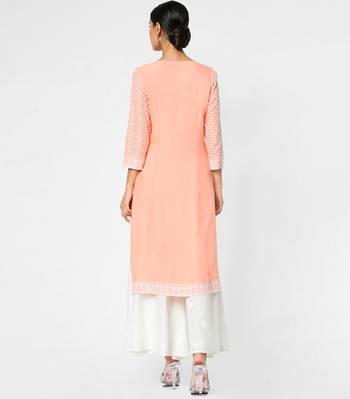 Pink embroidered rayon kurtas-and-kurtis 5