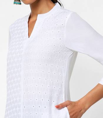 White embroidered rayon kurtas-and-kurtis 2