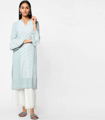 Grey embroidered rayon kurtas-and-kurtis 1