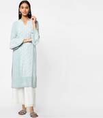 Grey embroidered rayon kurtas-and-kurtis