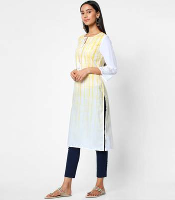 Yellow embroidered rayon kurtas-and-kurtis 3