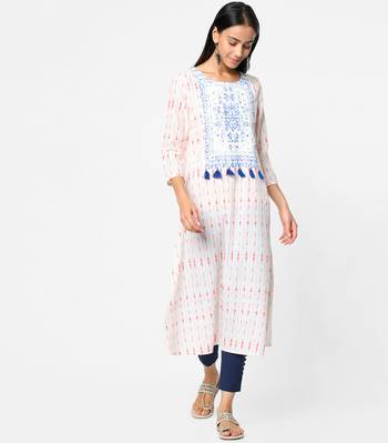 White embroidered rayon kurtas-and-kurtis 1