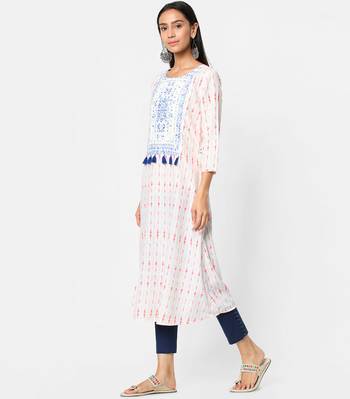 White embroidered rayon kurtas-and-kurtis 3